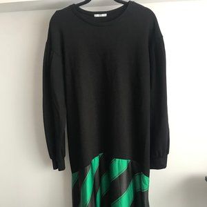 Zara Womens Black/Green Long sleeve Dress L